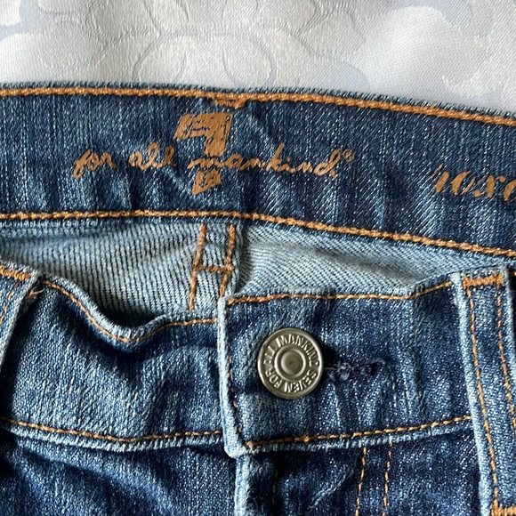 7 for all mankind low rise skinny jeans minimal distress on pockets Sz 24 - Picture 6 of 9